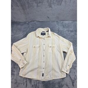 Rough Stock Panhandle Slim Mens XL Western Pearl Snap Shirt Cream Yellow Stripe
